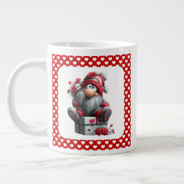 Caneca De Café Grande Mensageiro Gnomo do Amor Festivo "Coração e Presen