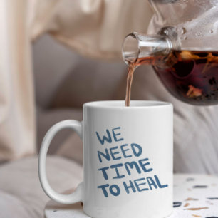 Caneca De Café Grande Mensagem de cura com letra azul semisescura