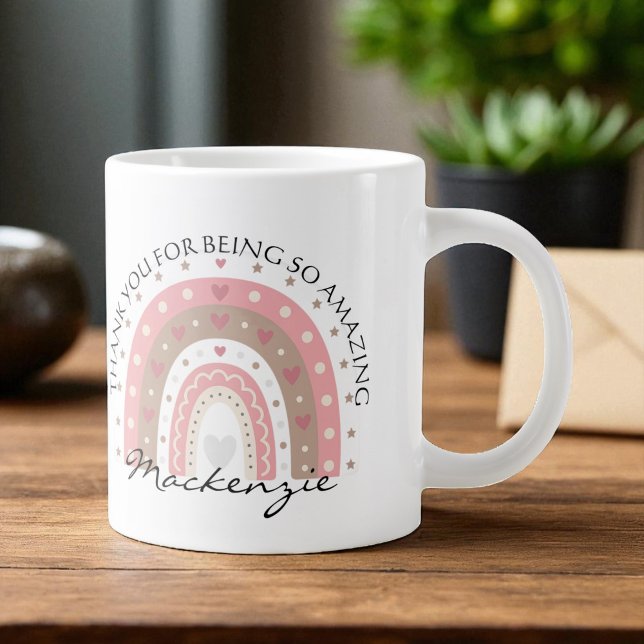 Caneca De Café Grande Mensagem E Nome Personalizados Do Arco-Íris (Personalized Rainbow Add Message And Name Giant Coffee Mug by Ricaso. Create your own, add text)