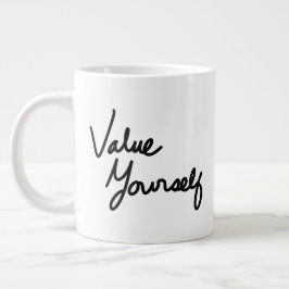 Caneca De Café Grande Mensagem Positiva de Valor para Autoatendimento