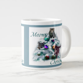 Caneca De Café Grande Meowy Christmas