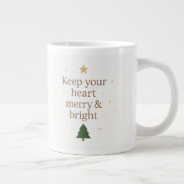 Caneca De Café Grande Merry & Bright | Minimalist Christmas Quote mug