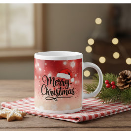 Caneca De Café Grande Merry Christmas Santa Hat Mug