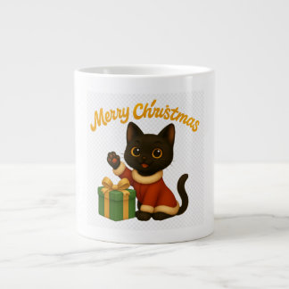 Caneca De Café Grande Merry Christmas with Emi the Black Cat