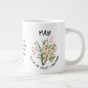 Caneca De Café Grande Mês de Nascimento Nome Personalizado Cristão Flor