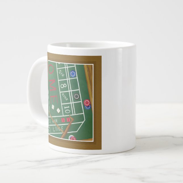 Caneca De Café Grande Mesa de cassino com Chips e Dice (Frente Esquerda)