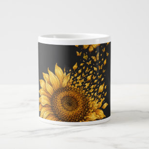 Caneca De Café Grande Metamorfose do Girassol Dourado