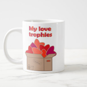 Caneca De Café Grande Meu amor troféu no cheio de Namorados corações
