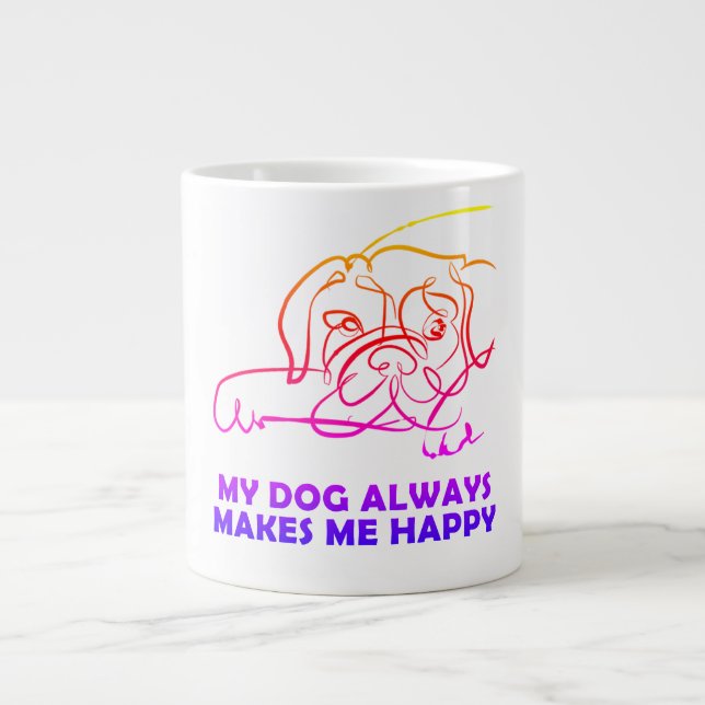 Caneca De Café Grande Meu cachorro sempre me faz feliz (Frente)