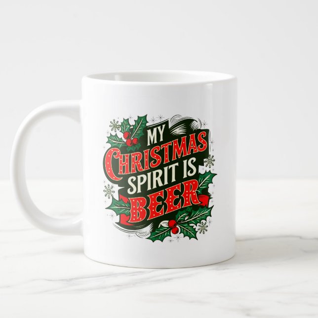 Caneca De Café Grande Meu Espírito de Natal é Beer-89379 (Esquerda)
