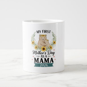 Caneca De Café Grande Meu Primeiro Dia das Mães como Mamãe 2026 Urso Gir