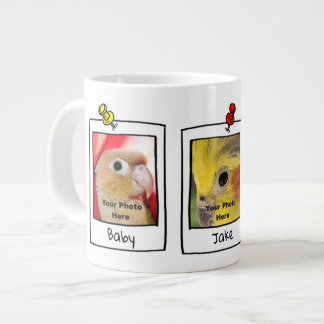 Caneca De Café Grande Meus Pássaros de Estimação Retro Colagem de Fotos