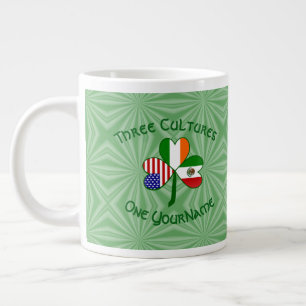Caneca De Café Grande México Irlanda EUA Trevo Bandeira