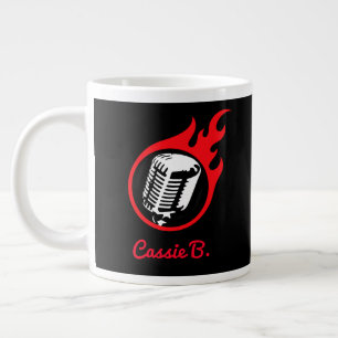 Caneca De Café Grande Microfone de Flaming Personalizado