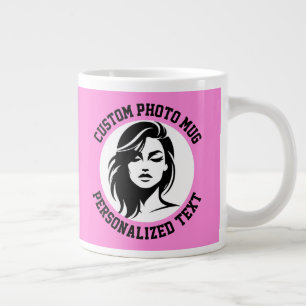 Caneca De Café Grande Minha Face em um Personalizado Rosa CARNATION