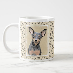 Caneca De Café Grande Miniatura Pinscher Pintando Bela Arte Original de 