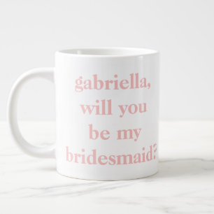 Caneca De Café Grande Mínima Proposta de Bridesmaid Rosa Personalizada 
