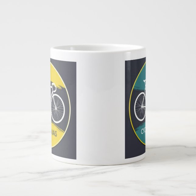 Caneca De Café Grande Minimal Bicycle Illustration –  (Frente)