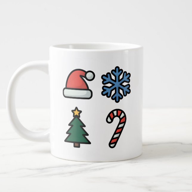 Caneca De Café Grande Minimalist Christmas Icons (Esquerda)