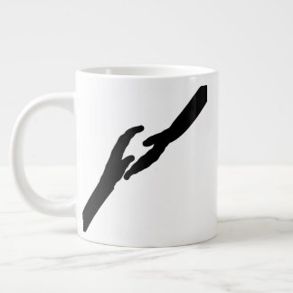 Caneca De Café Grande Minimalist Hands Touching Line Art Emotional