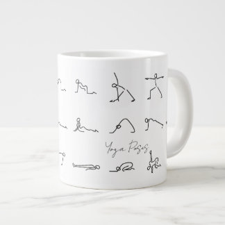 Caneca De Café Grande Minimalist Stick Figure Yoga Poses