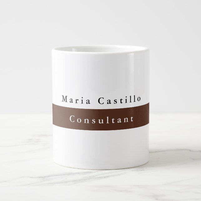 Caneca De Café Grande Minimalista Branco comum elegante (Frente)