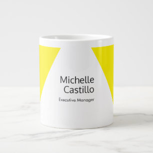 Caneca De Café Grande Minimalista Branco Simples Amarelo Brilhante