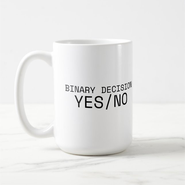Caneca de Café Grande Minimalista Sim Não Decisão  (Esquerda)