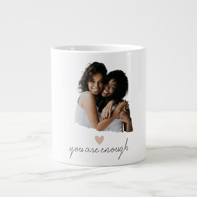Caneca De Café Grande Mínimo Blush Heart Mug - Você É Suficiente (Frente)