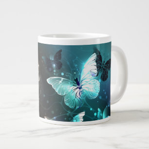 Caneca De Café Grande Mint Night Butterflies