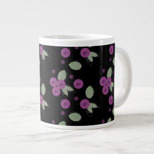 Caneca De Café Grande Mirtilos Confetes Frutas e Pontos