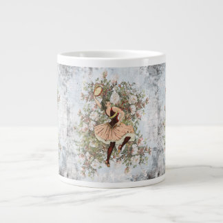 Caneca De Café Grande Mistura floral cigana de dança de vintage