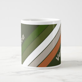 Caneca De Café Grande Misty Grove Stripes with Name