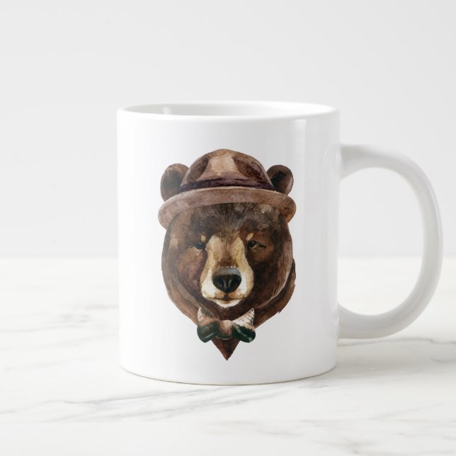 Caneca De Café Grande Moda do Urso de Aquarela (Direita)