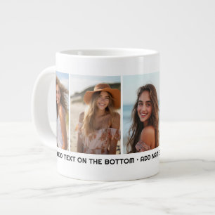 Caneca De Café Grande Modelo de 5 Fotos Moderno Texto Minimalista Abaixo