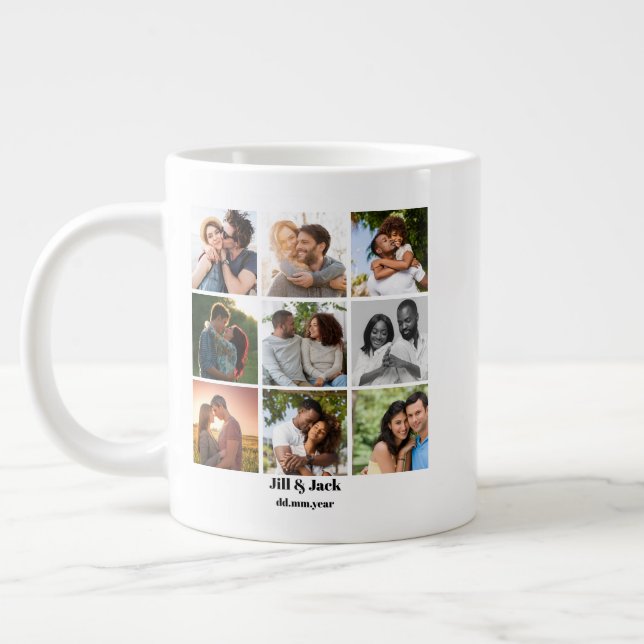 Caneca De Café Grande Modelo de Colagem de Fotos 9 Personalizada para Ca (Esquerda)