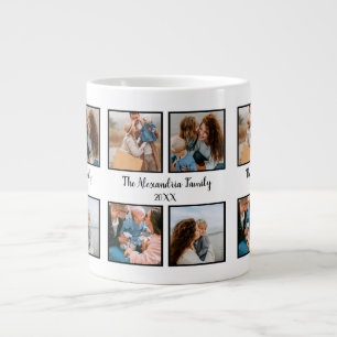 Caneca De Café Grande Modelo de colagem de fotos da família 4 personaliz