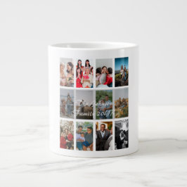 Caneca De Café Grande Modelo de Colagem de Memórias com 12 Fotos dos Avó
