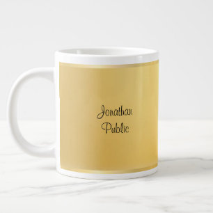 Caneca De Café Grande Modelo de Script Moderno Dourado Faux