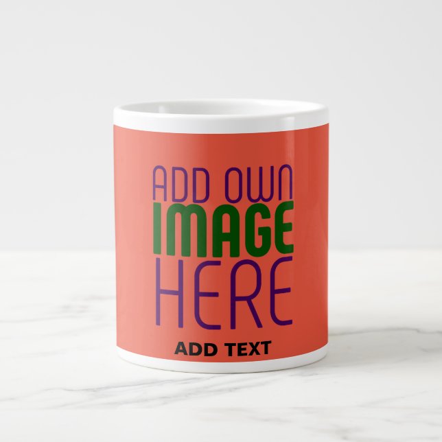 CANECA DE CAFÉ GRANDE MODELO DE TEXTO DE IMAGEM VERMELHA DO TOMATE EDITÁ (Frente)