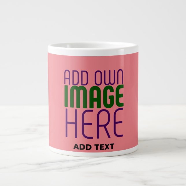 CANECA DE CAFÉ GRANDE MODELO MODERNO EDITABLE SALMON PINK IMAGE (Frente)