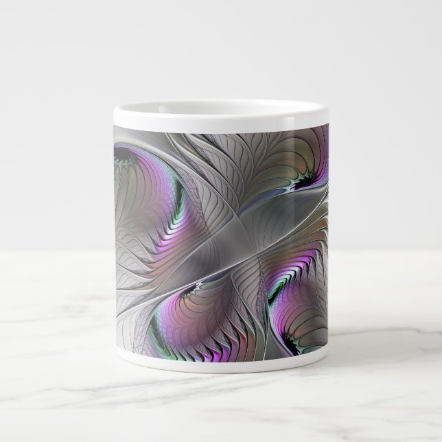 Caneca De Café Grande Modern Abstrato Shy Fantasy Figura Arte Fractal (Frente)