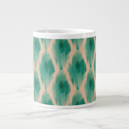 Caneca De Café Grande Modern Ikat Pattern Mug | Teal & Clay Boho Design