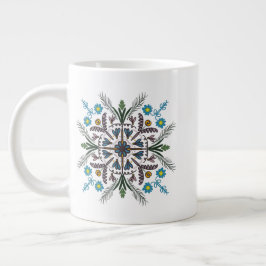 Caneca De Café Grande Modern Mandala Floral Greenery Bohemian Art