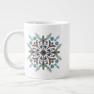 Caneca De Café Grande Modern Mandala Floral Greenery Bohemian Art