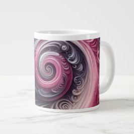 Caneca De Café Grande Moderno Abstrato Simples Redemoinho Rosa e Roxo