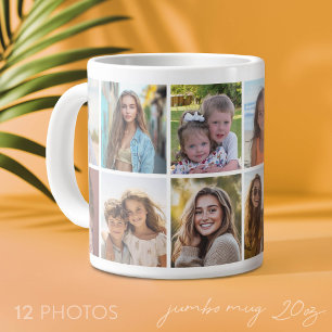 Caneca De Café Grande Moderno, Minimalista Colagem de 12 Fotos com fundo