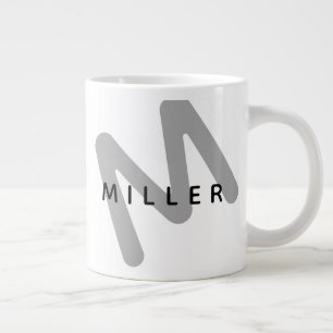 Caneca De Café Grande Moderno Monograma Miller Jumbo Mug