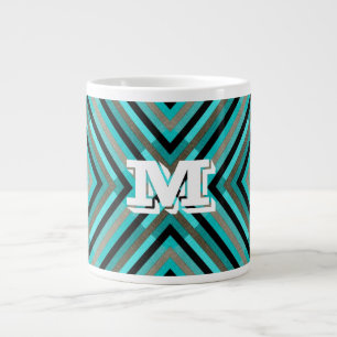 Caneca De Café Grande Modos de Verdes do Verificador Diagonal Moderno, M