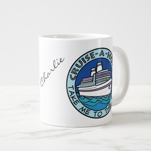 Caneca De Café Grande Mogs de nome personalizado Cruise-A-Holic (Frente Esquerda)